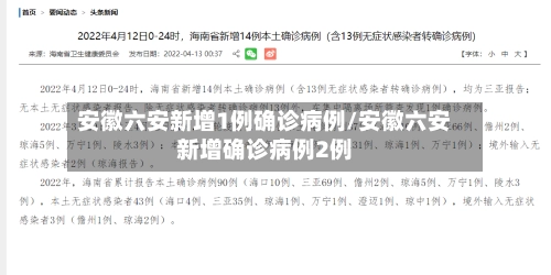 安徽六安新增1例确诊病例/安徽六安新增确诊病例2例-第1张图片