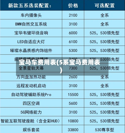 宝马车费用表(5系宝马费用表)-第1张图片