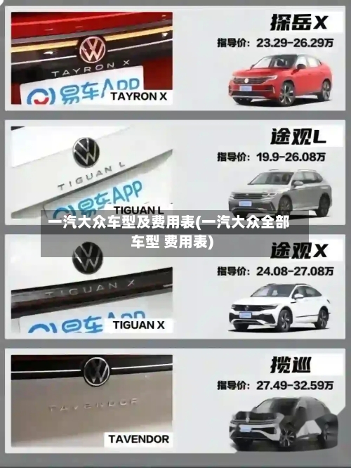 一汽大众车型及费用表(一汽大众全部车型 费用表)-第1张图片